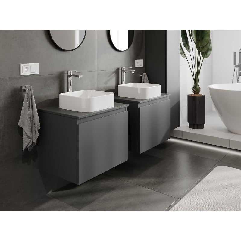Mexen Orio szafka łazienkowa podumywalkowa 60 cm z blatem, 1 szuflada, grafit mat - 91A10-06047-1-BFC66