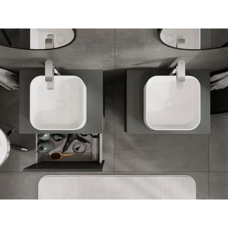 Mexen Orio armoire de salle de bains sous lavabo 60 cm avec plateau, 1 tiroir, graphite mat - 91A10-06047-1-BFC66