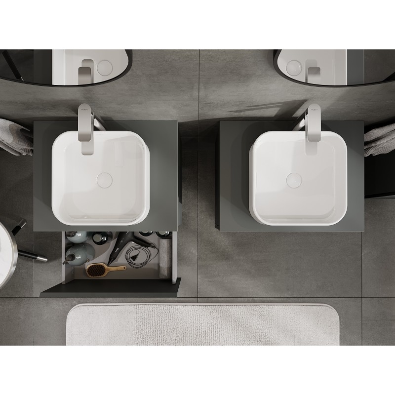 Mexen Orio mobiletto da bagno sottolavabo 60 cm con piano, 1 cassetto, grafite opaco - 91A10-06047-1-BFC66