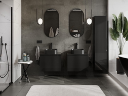 Mexen Orio 60 cm Vanity Cabinet with Countertop, 1 Drawer, Black Gloss - 91A10-06047-1-BFC70