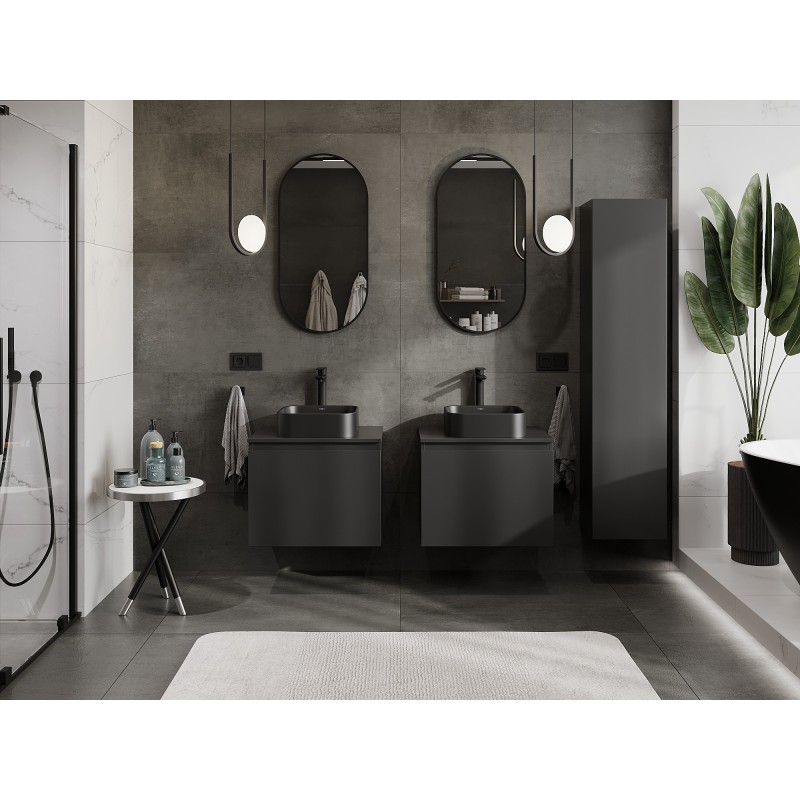 Mexen Orio mobile bagno sottolavabo 60 cm con piano, 1 cassetto, nero opaco - 91A10-06047-1-BFC71