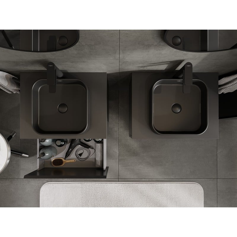 Mexen Orio armário de casa de banho de 60 cm com tampo, 1 gaveta, preto mate - 91A10-06047-1-BFC71