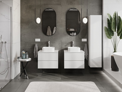 Mexen Orio armoire de salle de bain sous lavabo 60 cm avec plateau, 2 tiroirs, blanc brillant - 91A10-06047-2-BFFC00