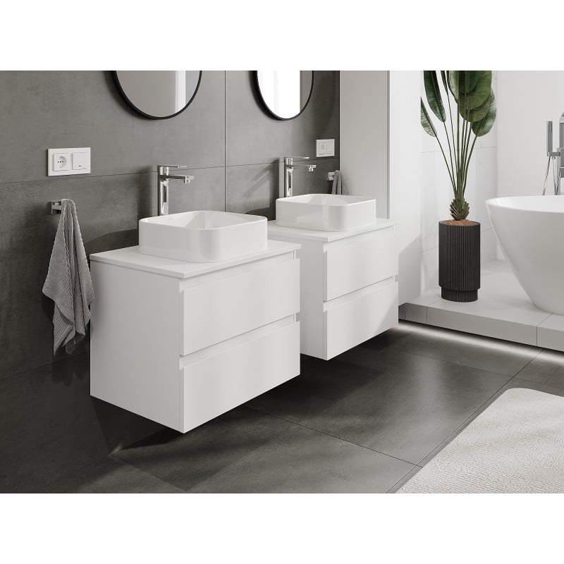 Mexen Orio szafka łazienkowa podumywalkowa 60 cm z blatem, 2 szuflady, biała mat - 91A10-06047-2-BFFC01