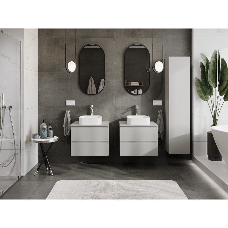 Mexen Orio gabinete de baño bajo lavabo 60 cm con encimera, 2 cajones, gris mate - 91A10-06047-2-BFFC62