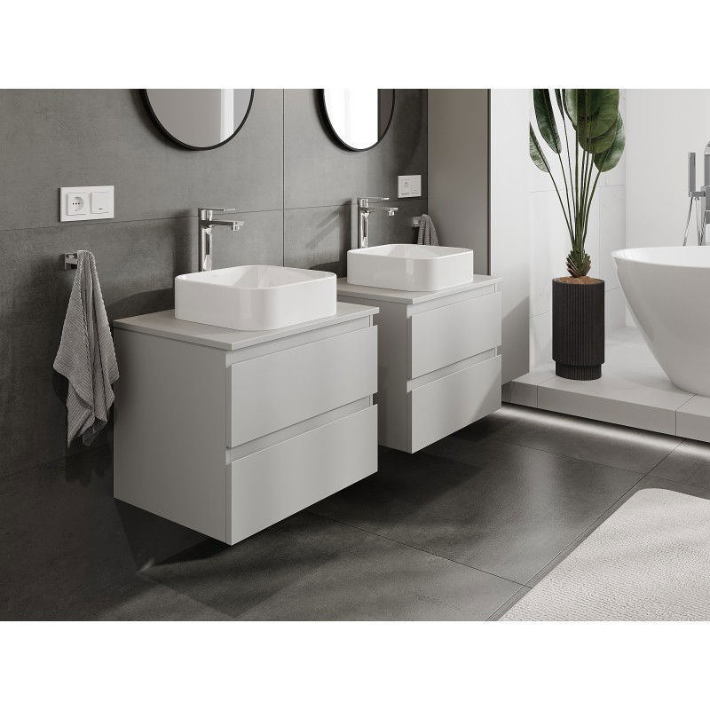 Mexen Orio meuble de salle de bain sous-lavabo 60 cm avec plateau, 2 tiroirs, gris mat - 91A10-06047-2-BFFC62