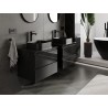 Mexen Orio mueble de baño bajo lavabo de 60 cm con encimera, 2 cajones, negro brillante - 91A10-06047-2-BFFC70