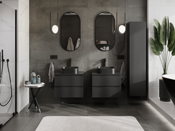 Mexen Orio gabinete de baño para fregadero de 60 cm con encimera, 2 cajones, negro mate - 91A10-06047-2-BFFC71