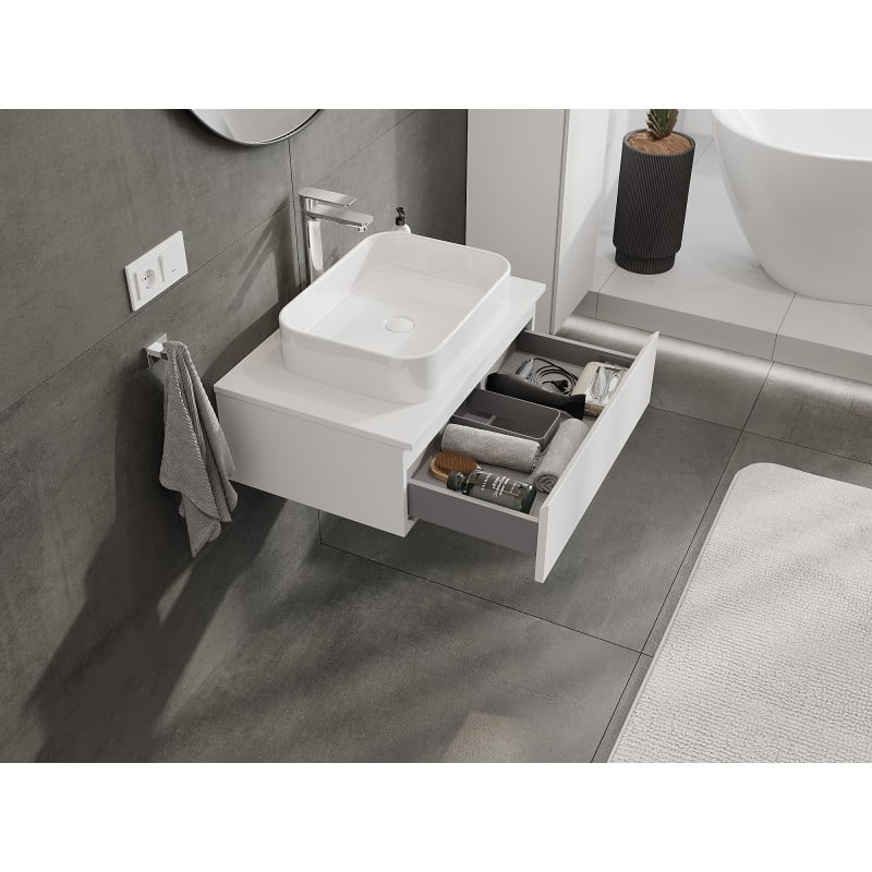 Mexen Orio bathroom cabinet for washbasin 70 cm with countertop, 1 drawer, white matt - 91A10-07023-1-BFC01