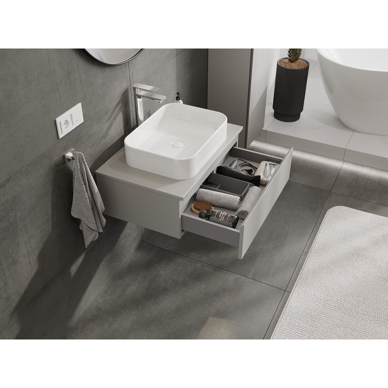 Mexen Orio mueble de baño debajo del lavabo 70 cm con encimera, 1 cajón, gris mate - 91A10-07023-1-BFC62