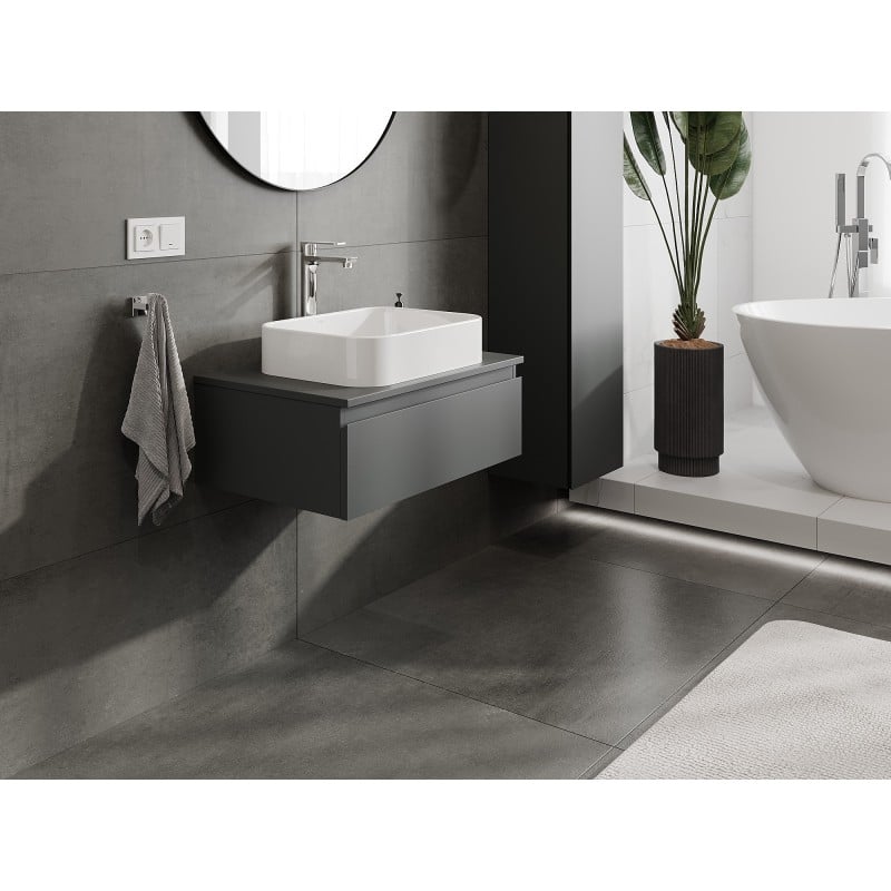 Mexen Orio szafka łazienkowa podumywalkowa 70 cm z blatem, 1 szuflada, grafit mat - 91A10-07023-1-BFC66