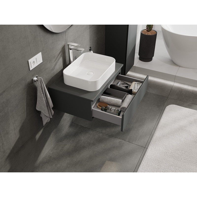 Mexen Orio armario de baño para lavabo de 70 cm con encimera, 1 cajón, grafito mate - 91A10-07023-1-BFC66