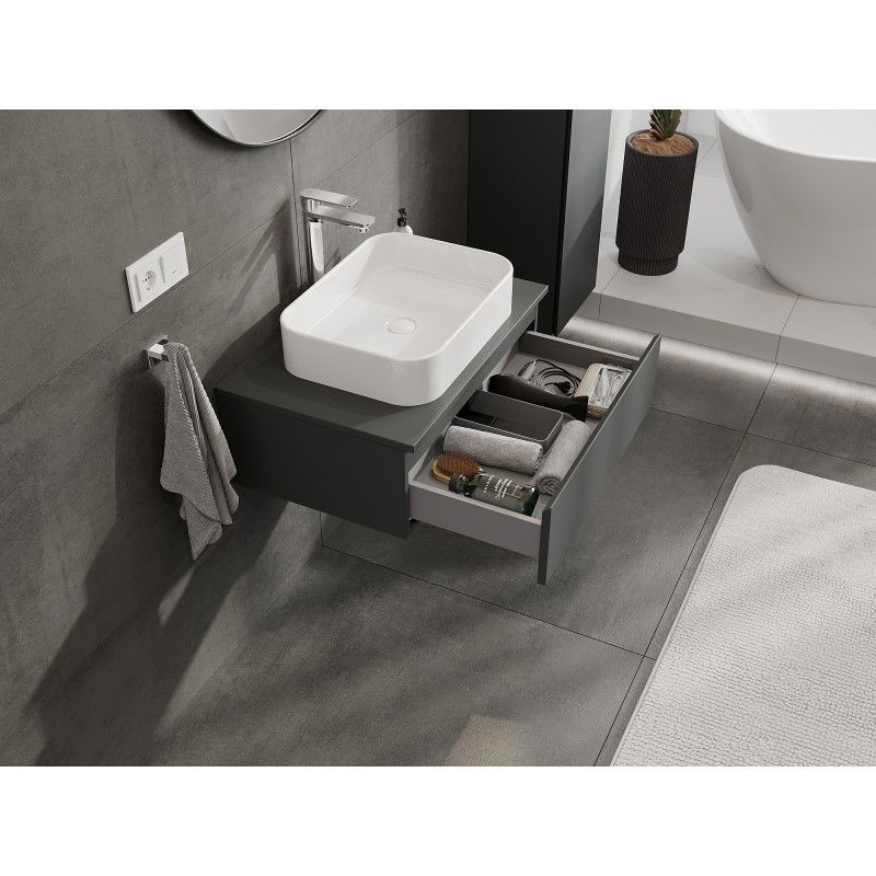 Mexen Orio Badezimmer-Unterschrank 70 cm mit Arbeitsplatte, 1 Schublade, Graphit matt - 91A10-07023-1-BFC66