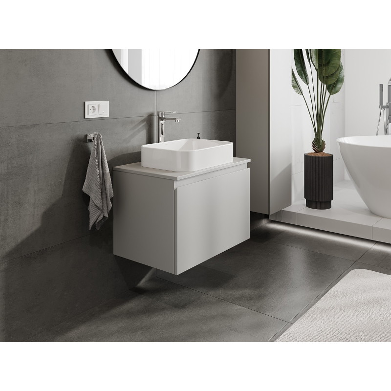 Mexen Orio vannitoakapp valamu alla 70 cm koos lauaplaadiga, 1 sahtel, hall matt - 91A10-07047-1-BFC62