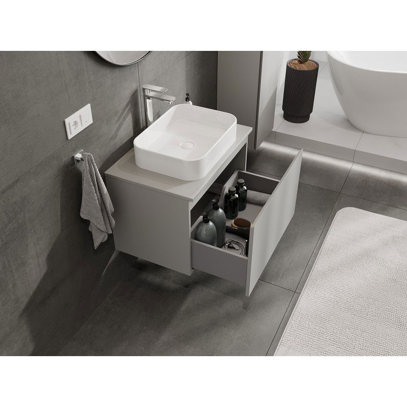 Mexen Orio armoire de salle de bain sous lavabo 70 cm avec plateau, 1 tiroir, gris mat - 91A10-07047-1-BFC62