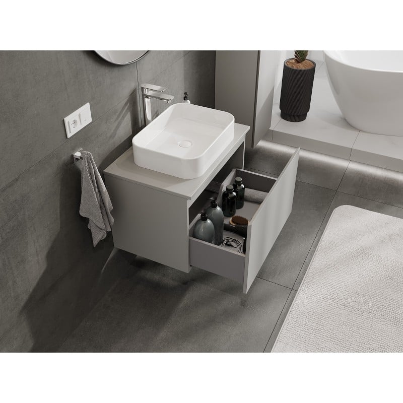 Mexen Orio szafka łazienkowa podumywalkowa 70 cm z blatem, 1 szuflada, szara mat - 91A10-07047-1-BFC62