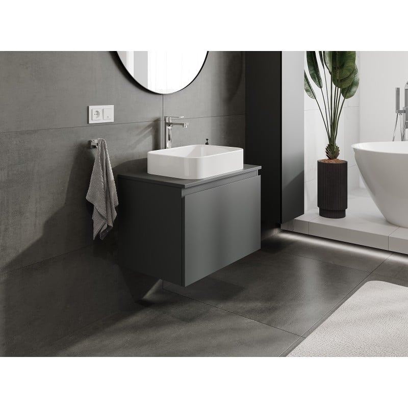 Mexen Orio szafka łazienkowa podumywalkowa 70 cm z blatem, 1 szuflada, grafit mat - 91A10-07047-1-BFC66