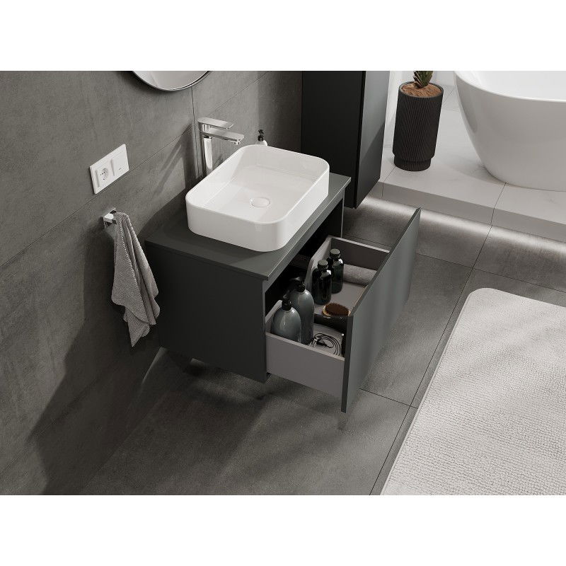 Mexen Orio meuble de salle de bain sous lavabo 70 cm avec plateau, 1 tiroir, graphite mat - 91A10-07047-1-BFC66