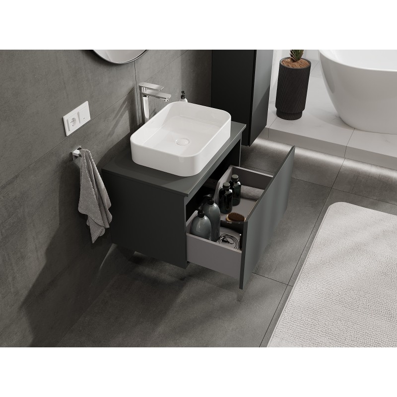 Mexen Orio mueble de baño para lavabo de 70 cm con encimera, 1 cajón, grafito mate - 91A10-07047-1-BFC66