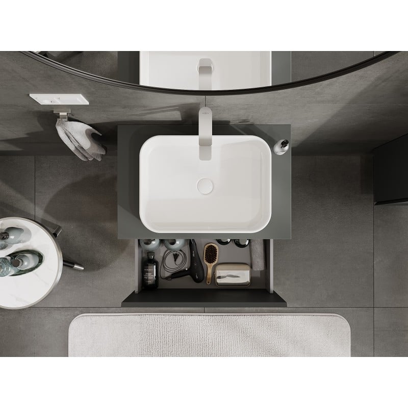 Mexen Orio bathroom cabinet under washbasin 70 cm with countertop, 1 drawer, matte graphite - 91A10-07047-1-BFC66