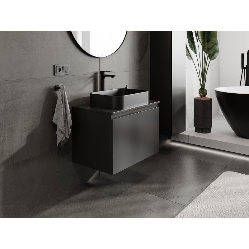 Mexen Orio meuble de salle de bain sous-vasque 70 cm avec plateau, 1 tiroir, noir mat - 91A10-07047-1-BFC71