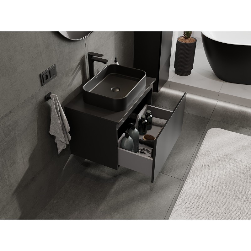 Mexen Orio mueble de baño bajo lavabo 70 cm con encimera, 1 cajón, negro mate - 91A10-07047-1-BFC71