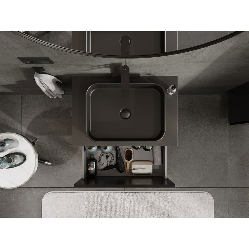 Mexen Orio Buedzëmmer ënner-Sink Schaf 70 cm mat Uewerfläch, 1 Tirang, schwaarz matt - 91A10-07047-1-BFC71