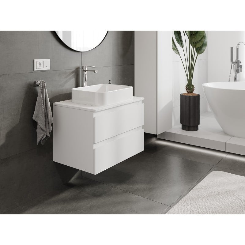Mexen Orio bathroom cabinet under-sink 70 cm with countertop, 2 drawers, white matte - 91A10-07047-2-BFFC01