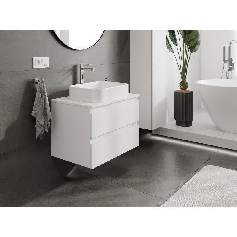 Mexen Orio meuble de salle de bains sous-lavabo 70 cm avec plateau, 2 tiroirs, blanc mat - 91A10-07047-2-BFFC01