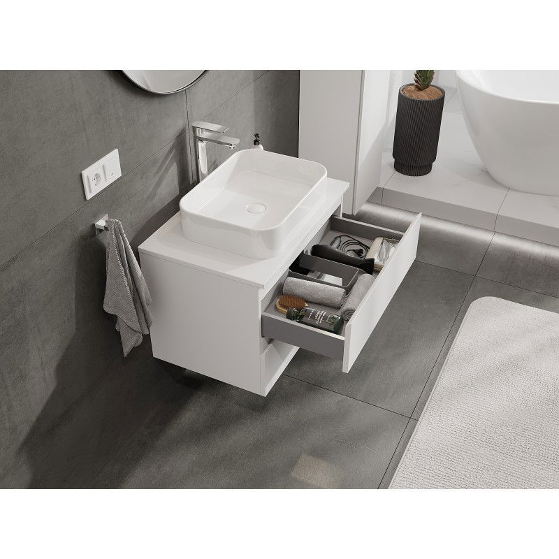 Mexen Orio meuble de salle de bains sous-lavabo 70 cm avec plateau, 2 tiroirs, blanc mat - 91A10-07047-2-BFFC01