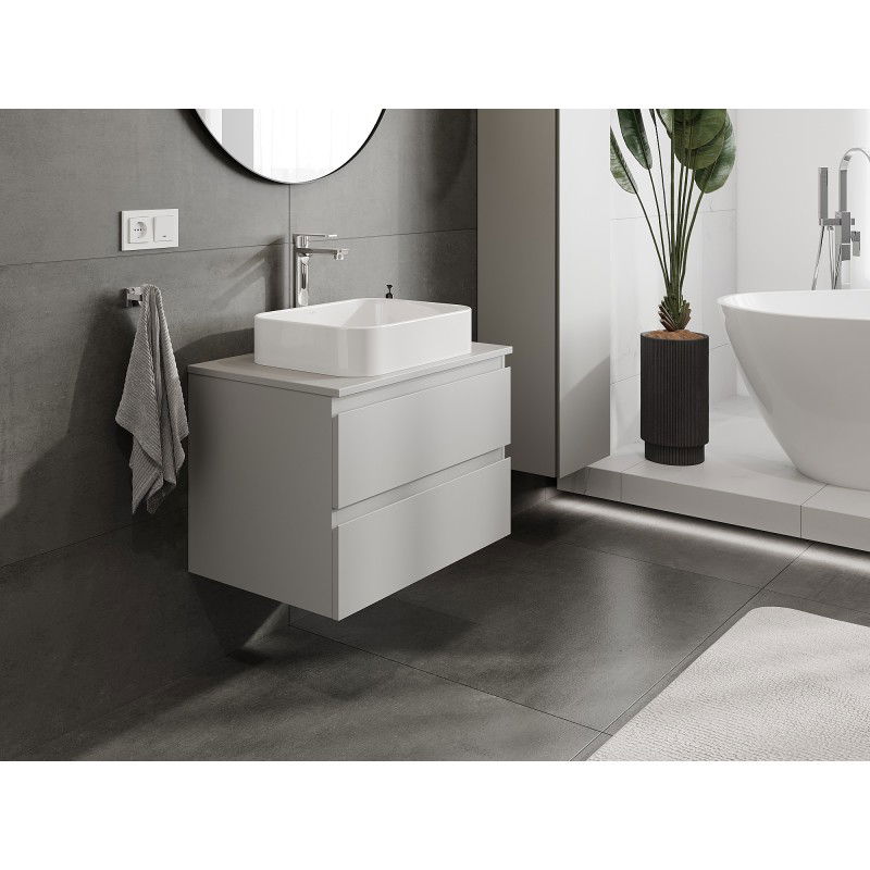 Mexen Orio meuble de salle de bains sous-vasque de 70 cm avec plateau, 2 tiroirs, gris mat - 91A10-07047-2-BFFC62