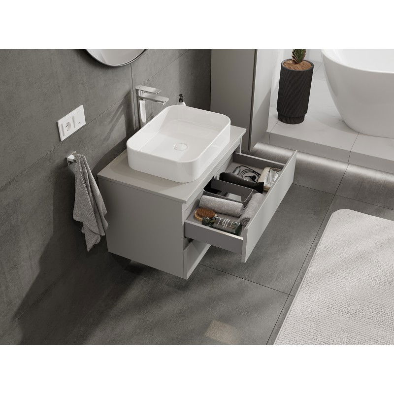 Mexen Orio meuble de salle de bains sous-vasque de 70 cm avec plateau, 2 tiroirs, gris mat - 91A10-07047-2-BFFC62