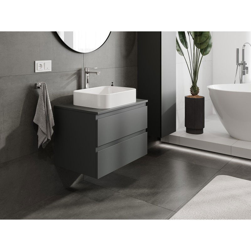Mexen Orio armoire de salle de bain sous-lavabo 70 cm avec plateau, 2 tiroirs, graphite mat - 91A10-07047-2-BFFC66