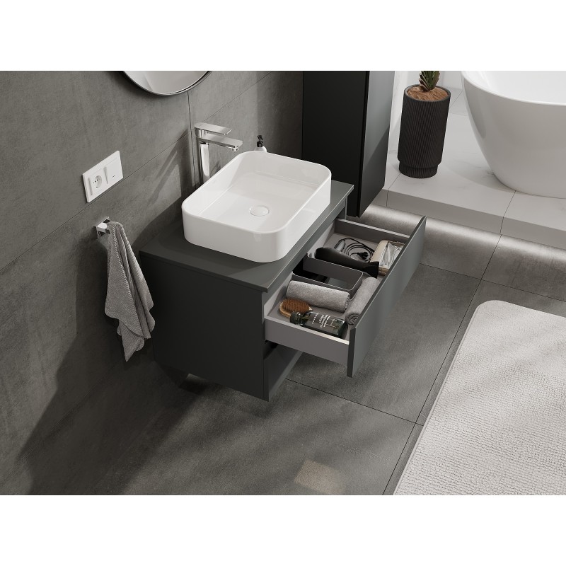 Mexen Orio mobile da bagno sotto lavabo 70 cm con piano, 2 cassetti, grafite opaco - 91A10-07047-2-BFFC66