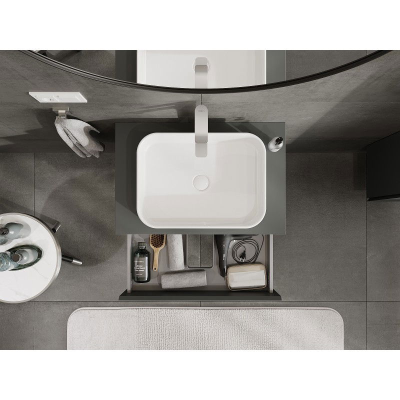 Mexen Orio armoire de salle de bain sous-lavabo 70 cm avec plateau, 2 tiroirs, graphite mat - 91A10-07047-2-BFFC66