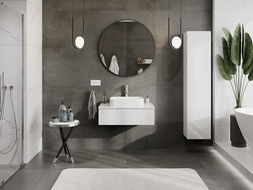 Mexen Orio gabinete de baño para lavabo de 80 cm con encimera, 1 cajón, blanco brillo - 91A10-08023-1-BFC00