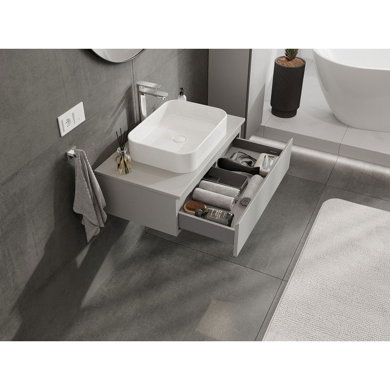 Mexen Orio meuble de salle de bain pour lavabo 80 cm avec plateau, 1 tiroir, gris mat - 91A10-08023-1-BFC62