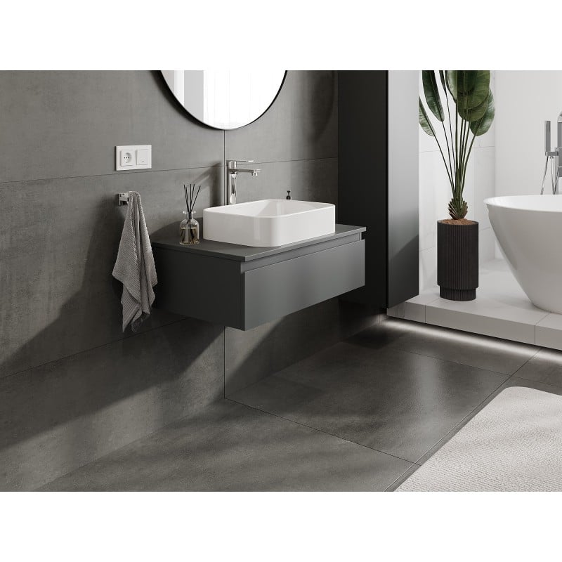 Mexen Orio bathroom cabinet under sink 80 cm with countertop, 1 drawer, matte graphite - 91A10-08023-1-BFC66