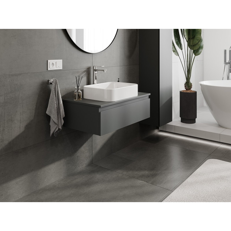 Mexen Orio kupaonski ormarić ispod umivaonika 80 cm s pločom, 1 ladica, mat grafit - 91A10-08023-1-BFC66