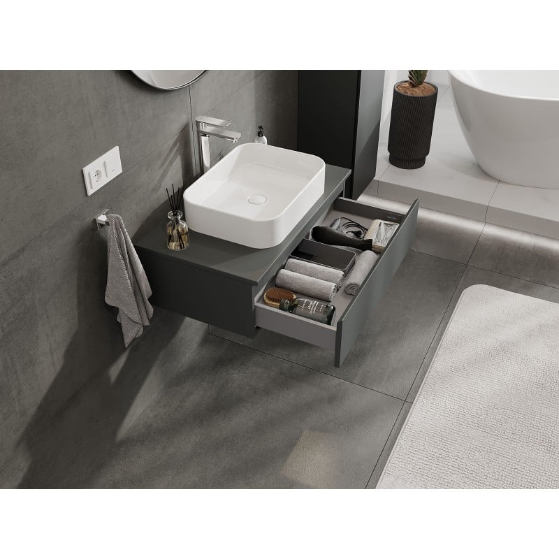 Mexen Orio meuble de salle de bain sous lavabo 80 cm avec plan, 1 tiroir, graphite mat - 91A10-08023-1-BFC66