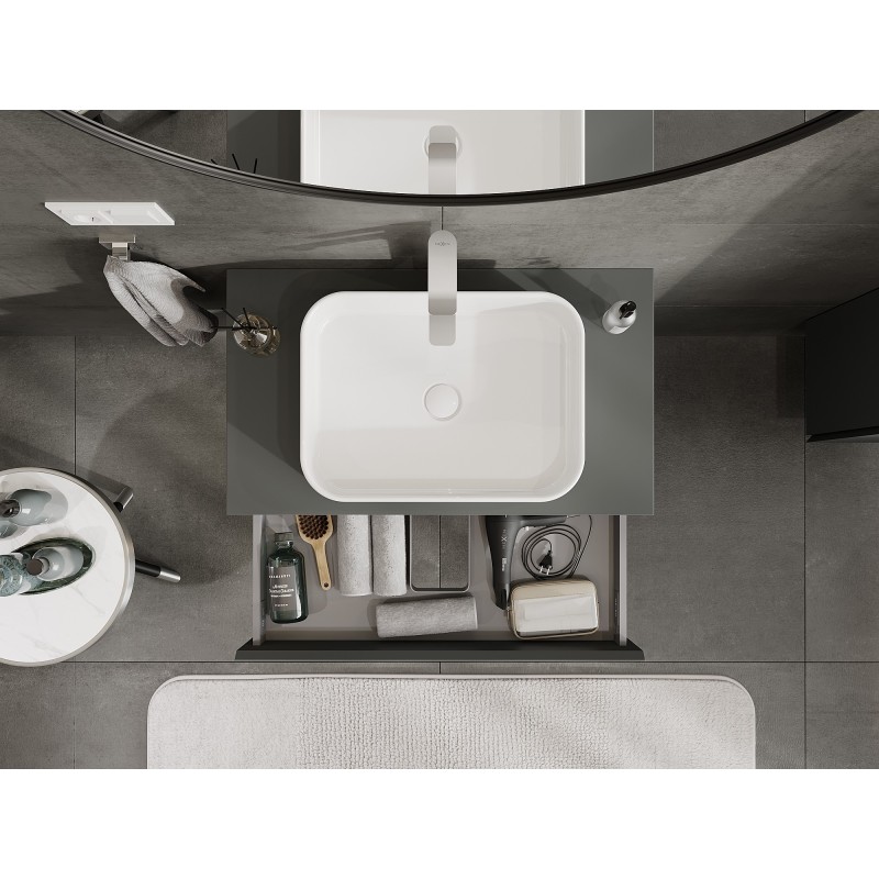 Mexen Orio mobile da bagno sospeso 80 cm con piano, 1 cassetto, grafite opaco - 91A10-08023-1-BFC66