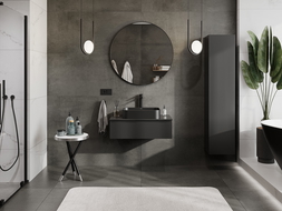 Mexen Orio gabinete de baño para lavabo de 80 cm con encimera, 1 cajón, negro mate - 91A10-08023-1-BFC71