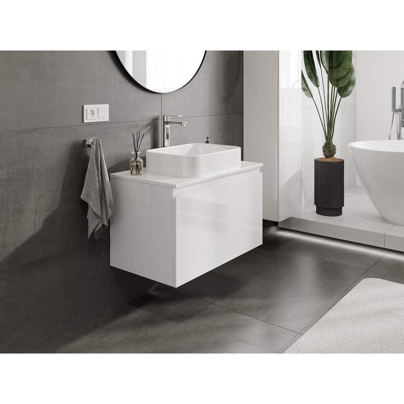 Mexen Orio armário de casa de banho com bancada 80 cm, 1 gaveta, branco brilho - 91A10-08047-1-BFC00