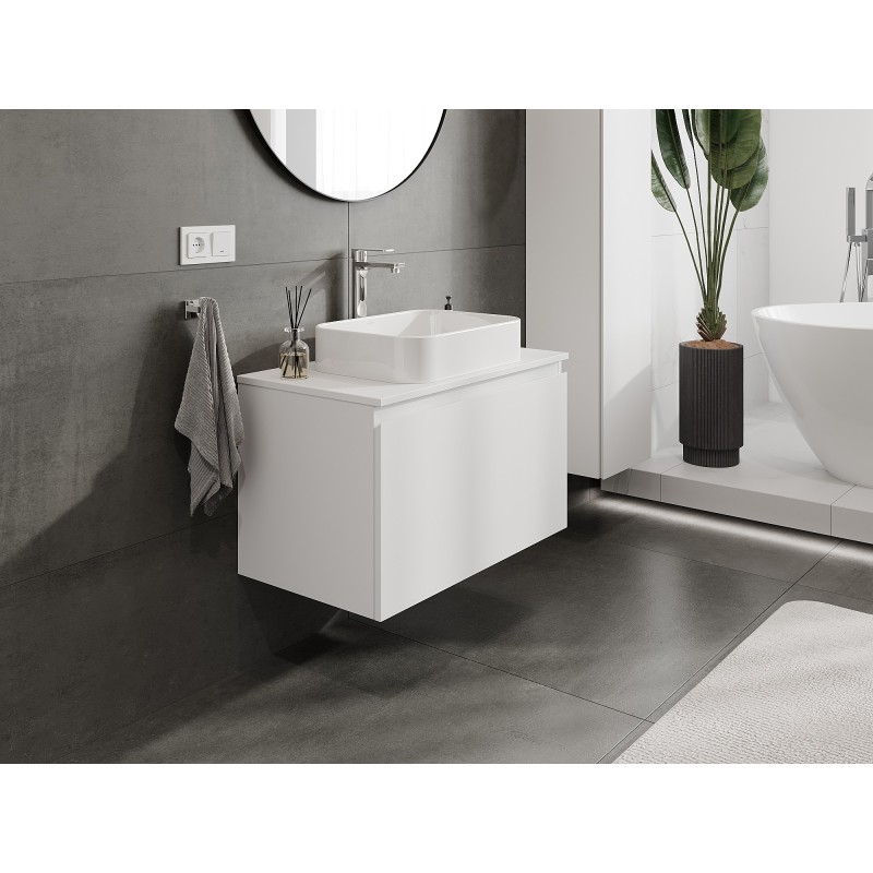 Mexen Orio szafka łazienkowa podumywalkowa 80 cm z blatem, 1 szuflada, biała mat - 91A10-08047-1-BFC01