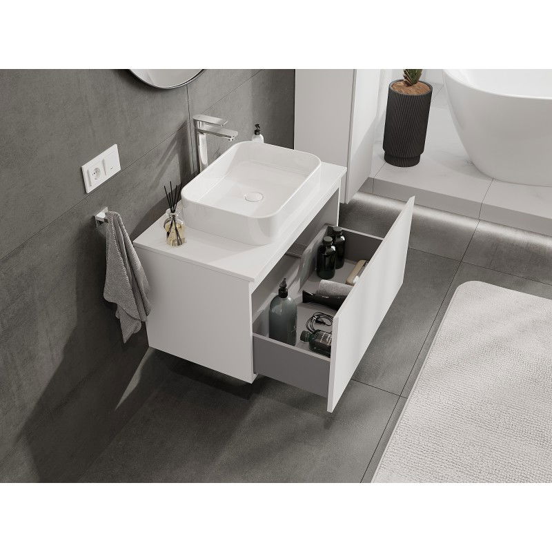 Mexen Orio bathroom cabinet for washbasin 80 cm with countertop, 1 drawer, matte white - 91A10-08047-1-BFC01