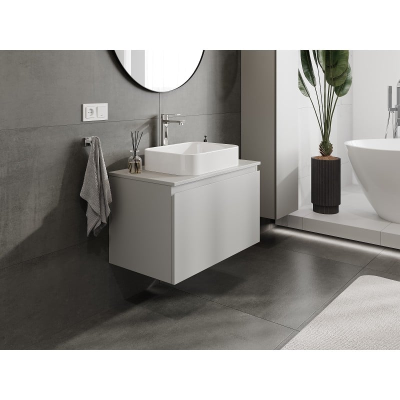 Mexen Orio szafka łazienkowa podumywalkowa 80 cm z blatem, 1 szuflada, szara mat - 91A10-08047-1-BFC62
