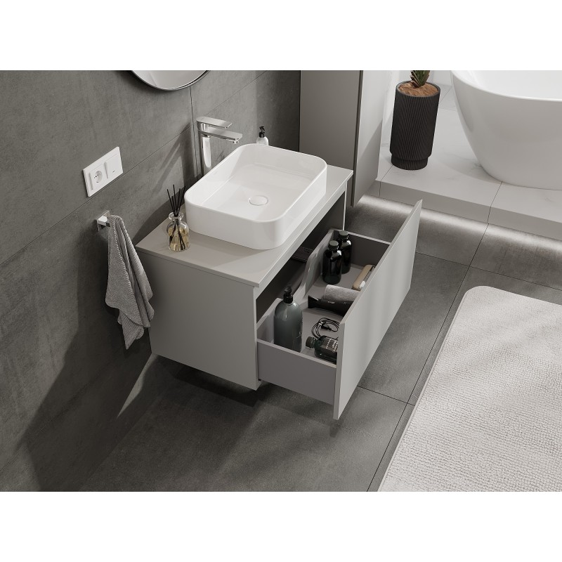 Mexen Orio armario de baño bajo lavabo de 80 cm con encimera, 1 cajón, gris mate - 91A10-08047-1-BFC62