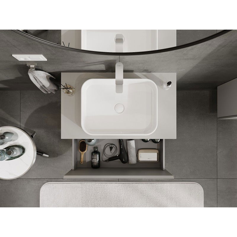 Mexen Orio armoire de salle de bain 80 cm avec plateau, 1 tiroir, gris mat - 91A10-08047-1-BFC62