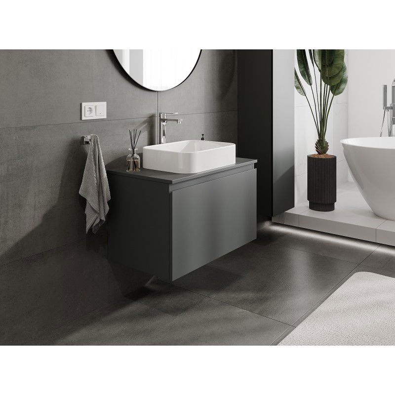 Mexen Orio bathroom cabinet 80 cm with countertop, 1 drawer, matte graphite - 91A10-08047-1-BFC66