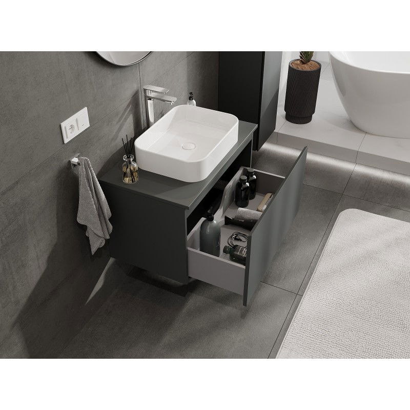 Mexen Orio meuble sous-vasque 80 cm avec plateau, 1 tiroir, graphite mat - 91A10-08047-1-BFC66